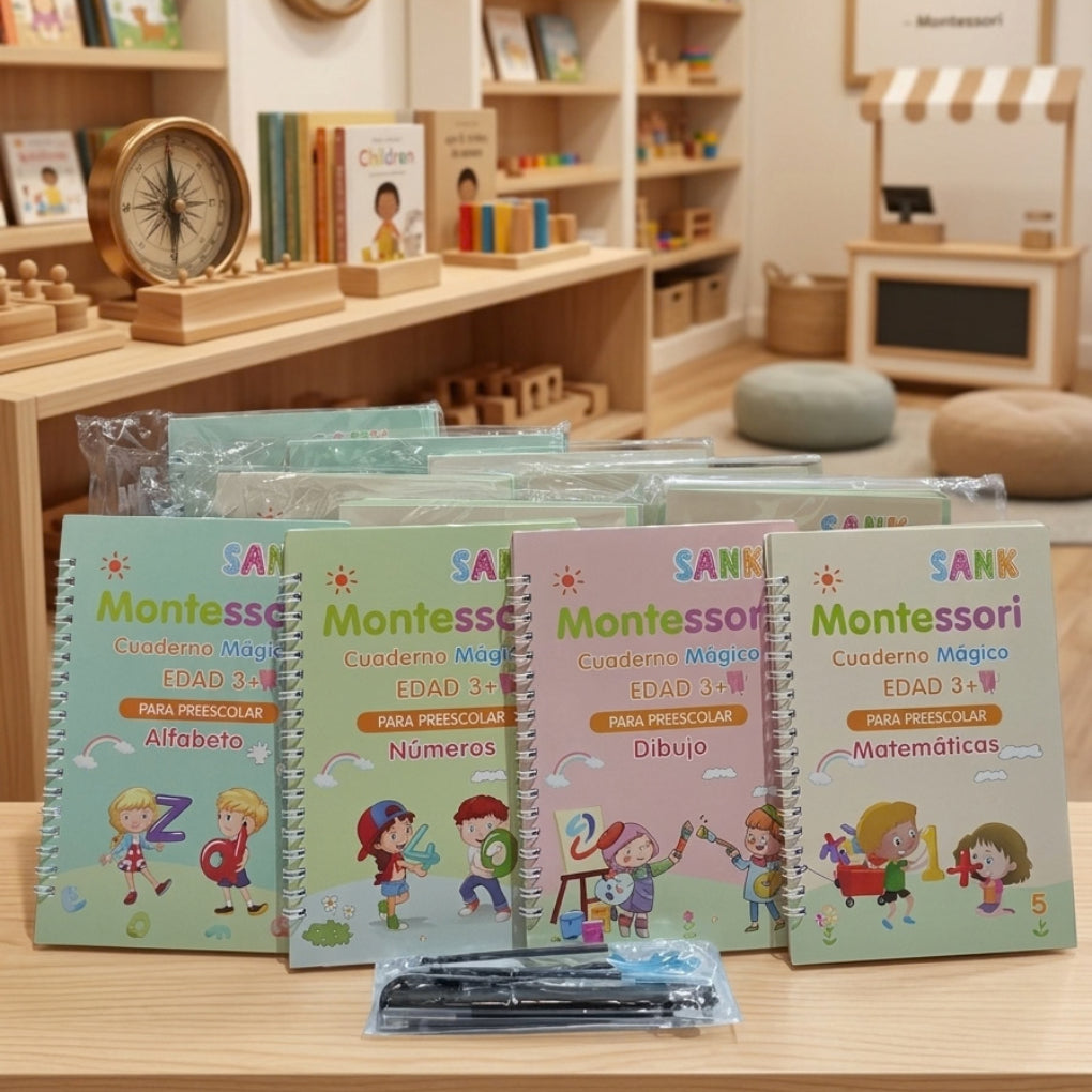 Kit de 4 Libros de Caligrafía Reutilizables con Tinta Mágica