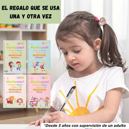 Kit de 4 Libros de Caligrafía Reutilizables con Tinta Mágica